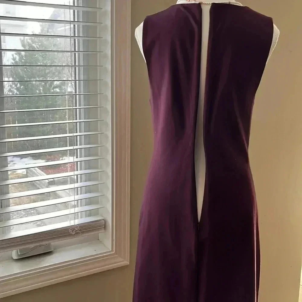 [10]Babaton Burgundy Sleeveless Rayon Blend  MIDI Dress - Picture 9 of 14